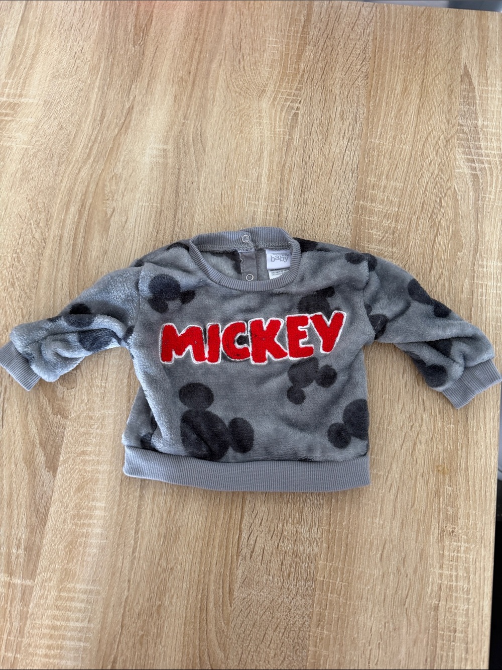 Disney Grey Plush Kids Sweatshirt with Red MICKEY Logo
